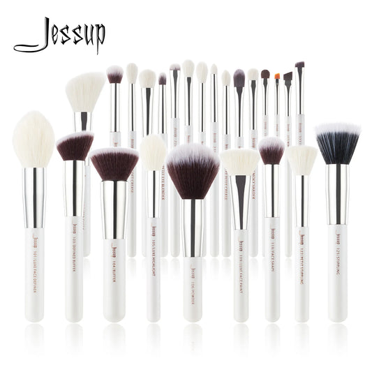Jessup Makeup brushes set Pearl White/Silver Beauty Foundation Powder Eyeshadow Make up Brushes High quality 6pcs-25pcs