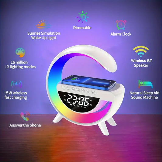 G Lamp | Music Speaker Multicolored Wireless Charging Clock Alarm | All-in-one